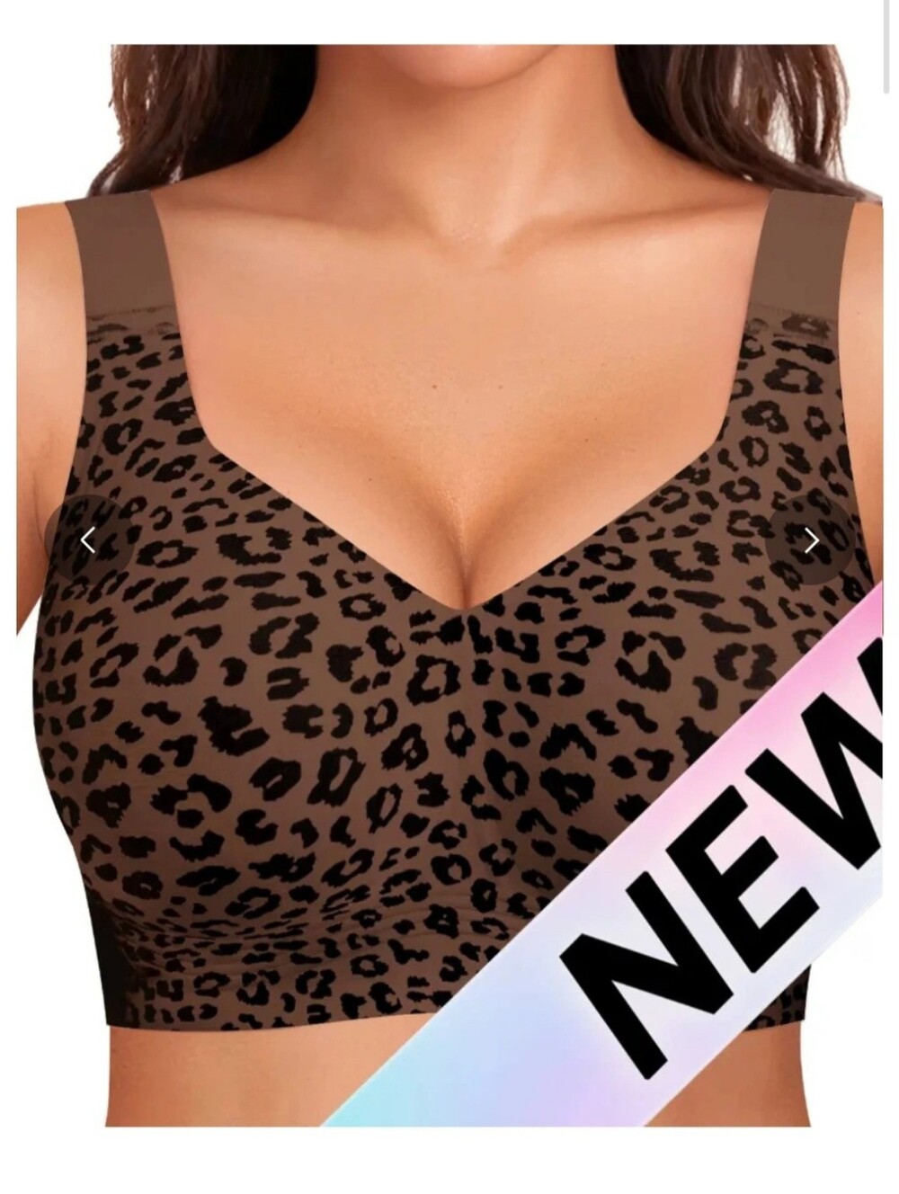 Seamless Leopard Print Comfort Bra - Brown MEDIUM